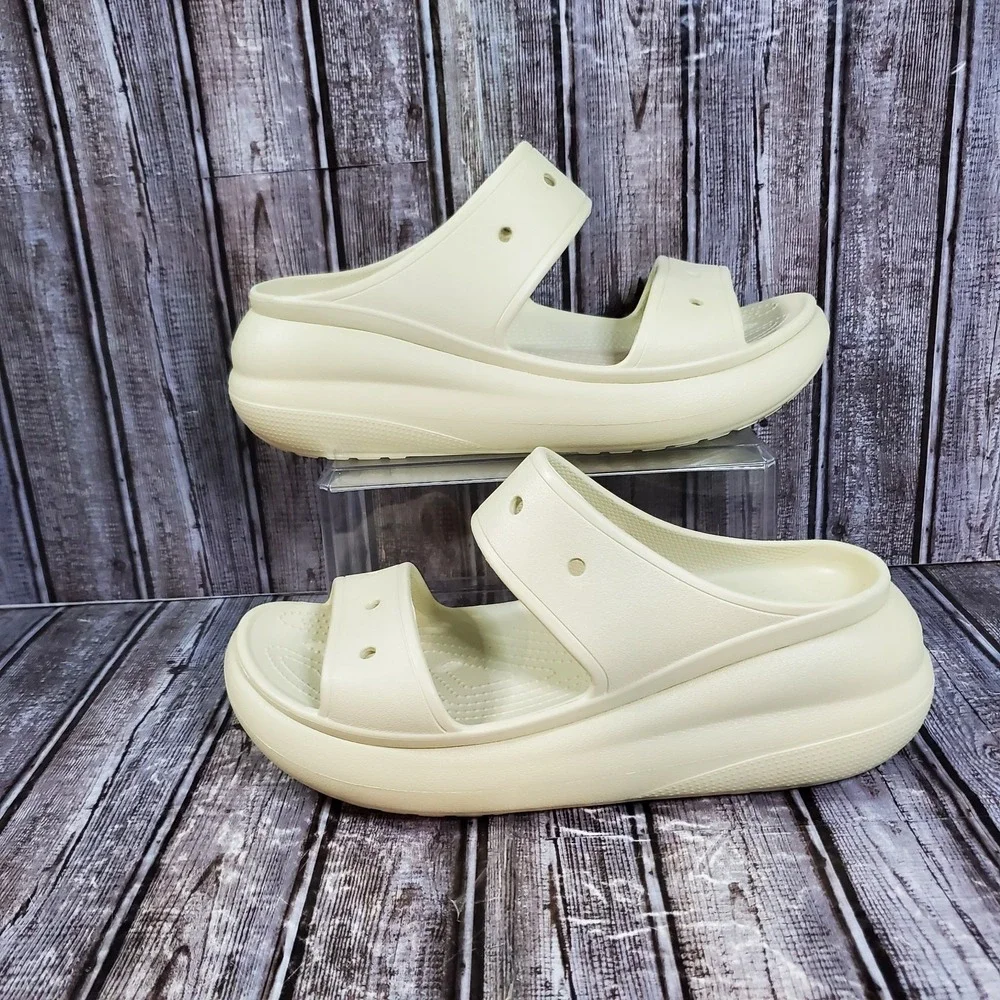 Crocs Men's Classic Crush Sandal Bone Off White Platform Slide Size 11